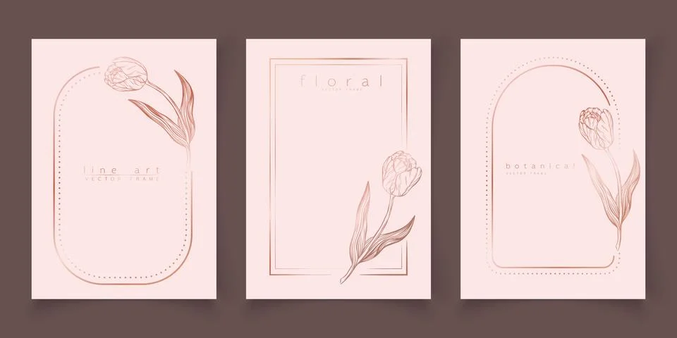 Set of frame templates in minimal linear style Stock Illustration