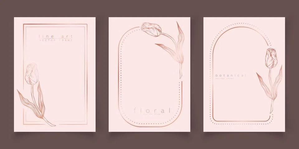 Set of frame templates in minimal linear style Stock Illustration