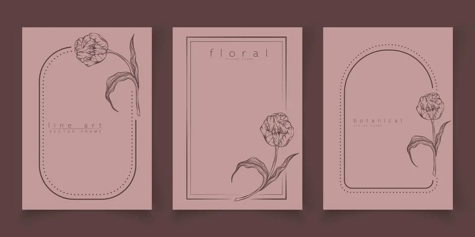 Set of frame templates in minimal linear style Иллюстрация