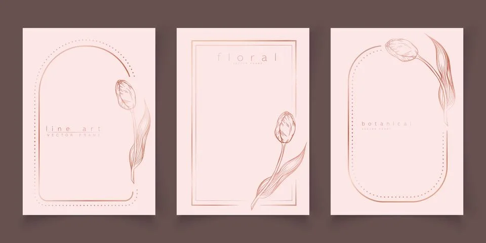 Set of frame templates in minimal linear style Stockillustratie