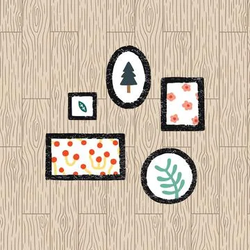 Set of frame texture vector illustration. Picture Photo Poster Frame on wood Stock Illustration