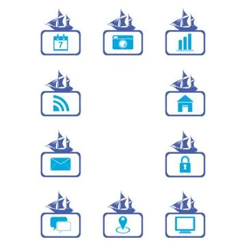 Set Of Frame With Web Icons 스톡 일러스트