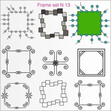 A set of frames and borders for framing images and text. Stock Illustration