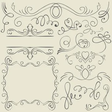 Set. Frames and borders. Hand drawing Stock Illustration