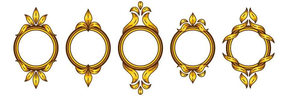Set of frames in baroque style. Decorative curling plant. Illustrazione stock