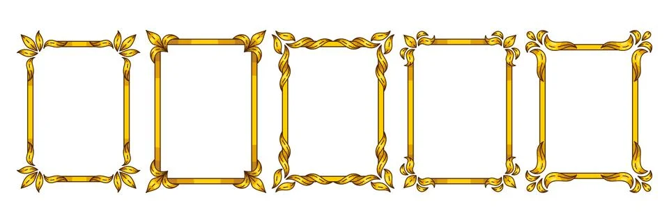 Set of frames in baroque style. Decorative curling plant. Illustrazione stock