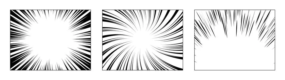 Set of frames for black manga book. Stock Illustration