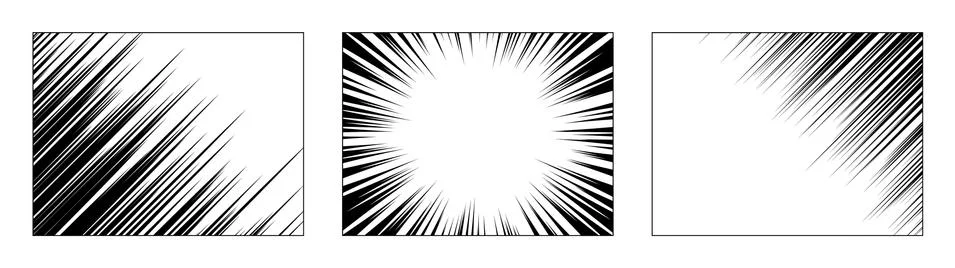 Set of frames for black manga book. Stock Illustration
