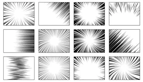 Set of frames for black manga book. イラスト素材