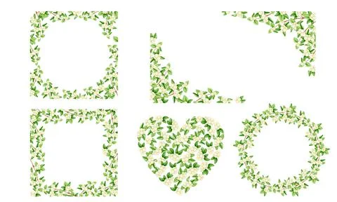 Set of frames, borders, wreaths with leaves and berries. Illustrazione stock