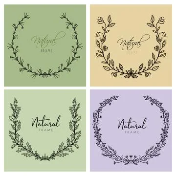 Set frames of branches for text decoration in doodle style. Stock Illustration