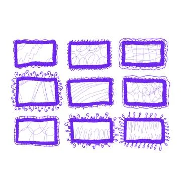 Set of frames. Bundle of hand drawn borders. Collection of decoration element Illustrazione stock