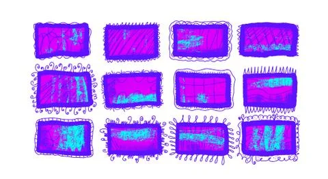Set of frames. Bundle of hand drawn borders. Collection of decoration element 스톡 일러스트