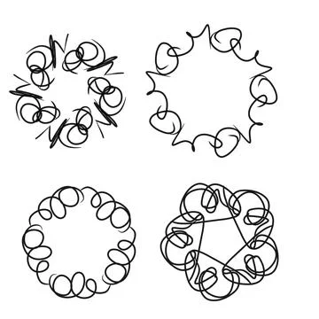 Set of frames, circles, simple pattern. Digital illustration. Stock Illustration