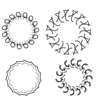 Set of frames, circles, simple pattern, illustration. Design elements. 스톡 일러스트