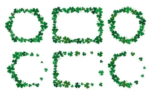 Set of frames with clover on a white background Stock Illustration