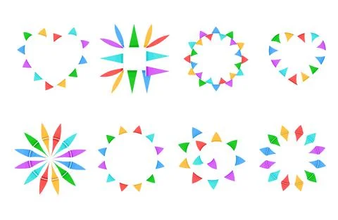A set of frames with colored checkboxes. Round, square and heart-shaped frame Stock Illustration
