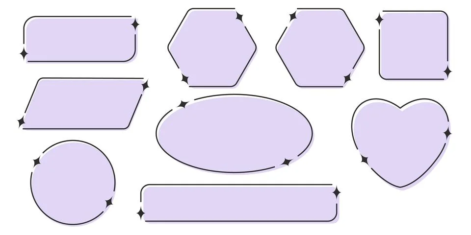 Set of frames for comments, headlines, quotes, chat, blog, notes. Purple Stock Illustration