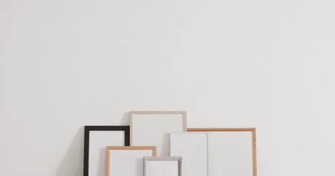 Set of frames with copy space on white background against white wall Stock Footage 331208359