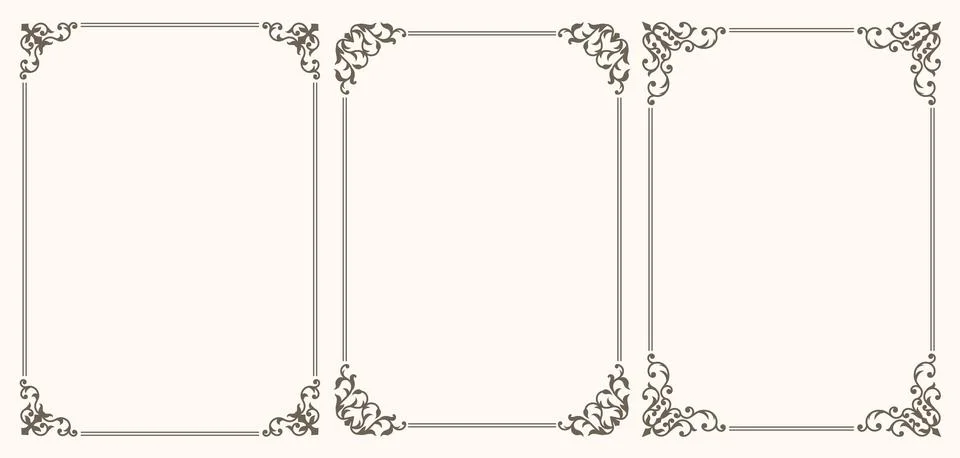 Set of frames with curls in vintage style Stock Illustration