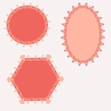 Set of frames in different shapes in vector design with ethnic tropical Stock Illustration