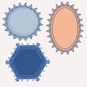 Set of frames in different shapes in vector design with ethnic tropical Stock Illustration