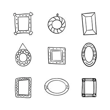 Set of frames drawn by hand in doodle style Stock Illustration
