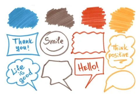 Set frames. Felt pen blue, brown, red and orange Illustration. Frames with text Illustrazione stock