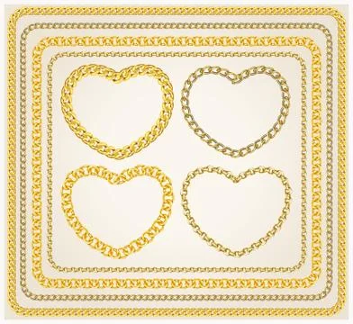 Set of frames golden chains Stock Illustration