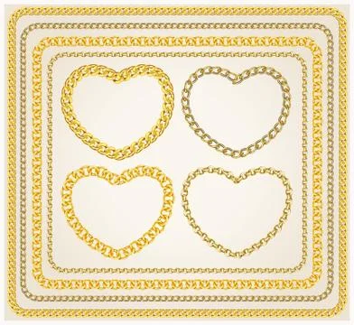 Set of frames golden chains. Stock Illustration
