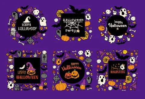 A set of frames for Halloween. Vector collection of templates from ghosts Stock Illustration
