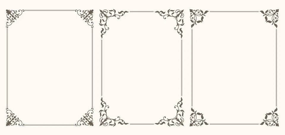 Set of frames with leaves and curls Stock Illustration