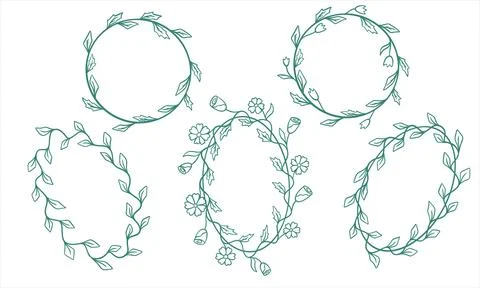 Set of frames from leaves and flowers for text. Stock Illustration