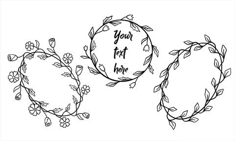 Set of frames from leaves and flowers for text. Stock Illustration