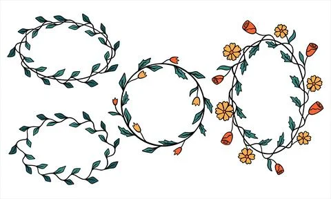 Set of frames from leaves and flowers for text. Stock Illustration