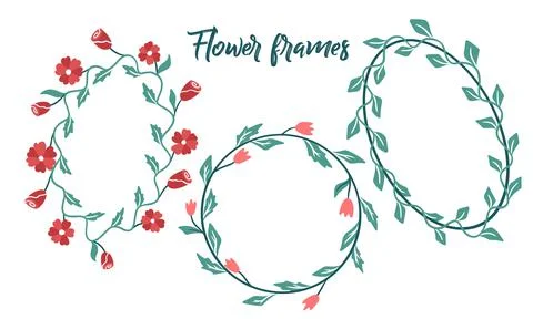 Set of frames from leaves and flowers for text. Stock Illustration