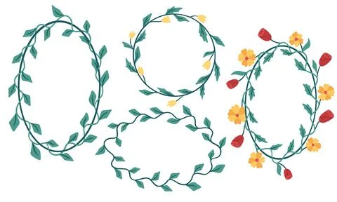 Set of frames from leaves and flowers for text. Stock Illustration