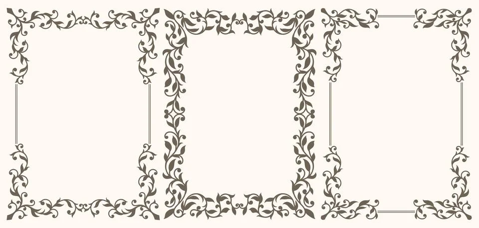 A set of frames with leaves Stock Illustration