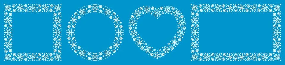 Set of frames made of snowflakes Stockillustratie