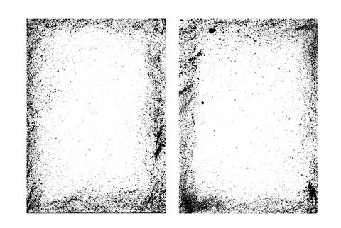 Set of frames with paint splatter texture. Overlay of dust, dirt, noise par.. Stockillustratie