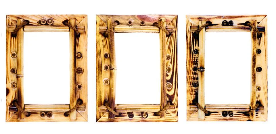 A set of frames a set of original bamboo frames isolated on white Copyrigh... Stock Photos