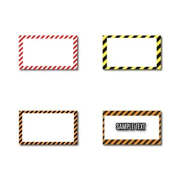 Set frames with slanted black and yellow strips, vector illustration. 스톡 일러스트