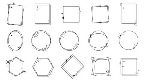 Set frames with sparkles and stars Illustrazione stock