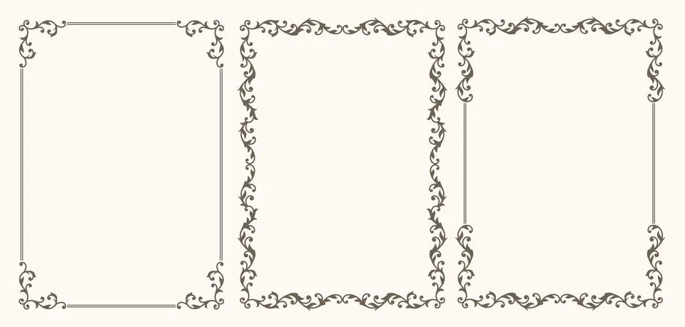 Set of frames with swirls in vintage style Stock Illustration