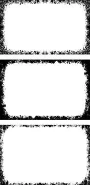 Set of frames, three black and white vertical banners with grunge paint Illustrazione stock