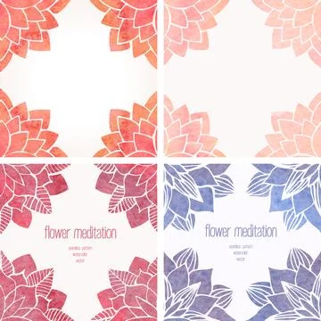 Set of frames with watercolor flower pattern 스톡 일러스트