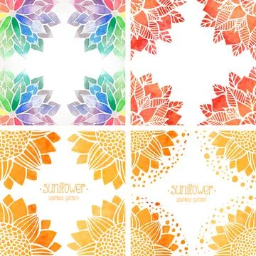 Set of frames with watercolor flower pattern イラスト素材
