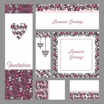 Set of frames, wreaths, floral, elements from flowers. Colored on an isolated Stock Illustration