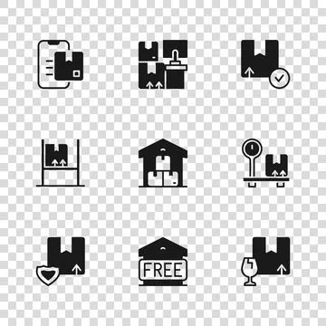 Set Free storage, Scale with cardboard box, Package fragile content, Full w.. イラスト素材