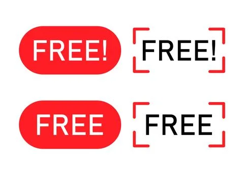 Set of Free web button sign, promotion design label icon, gratis business vec Stock Illustration